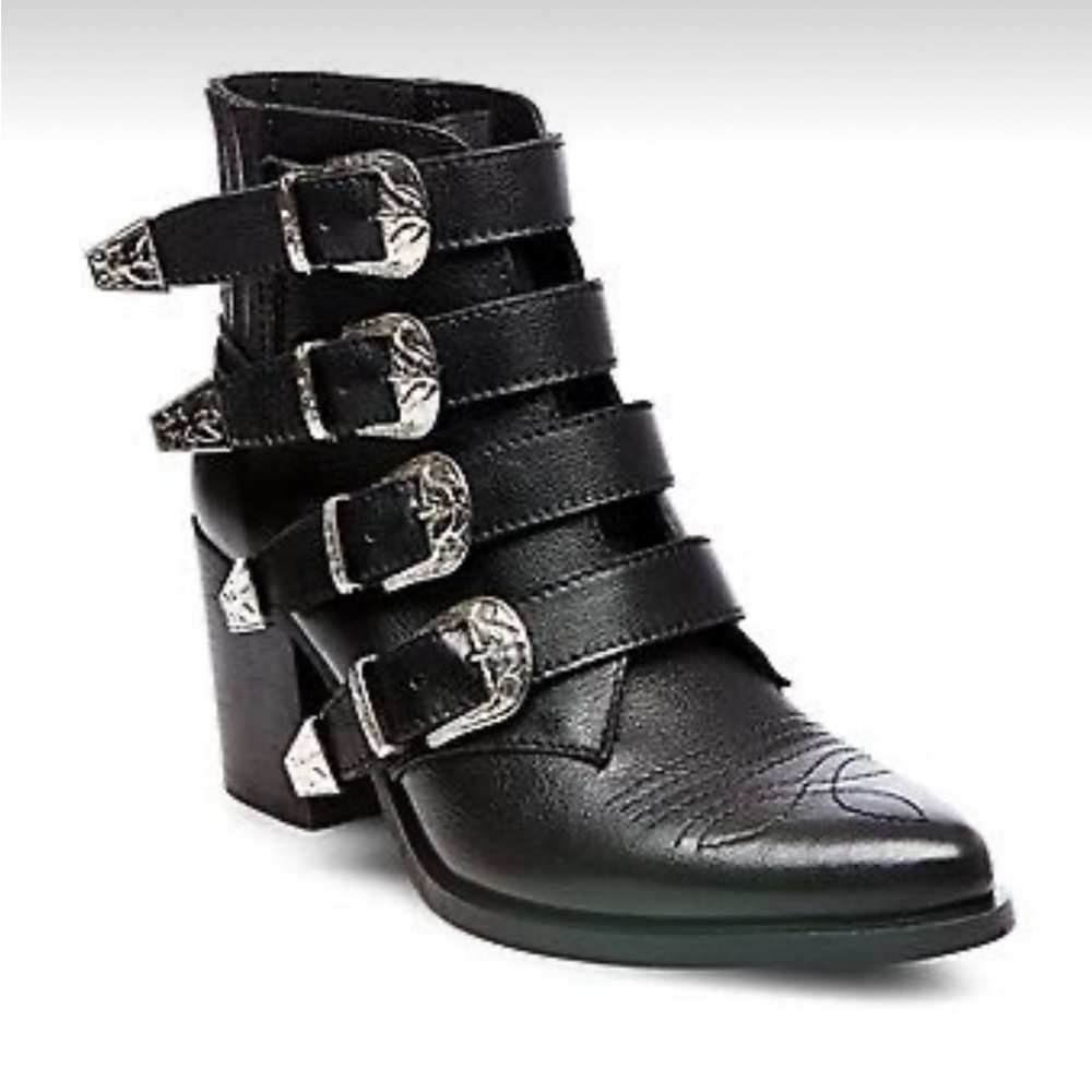 Steve Madden Black Multi-Buckle Ankle Booties NEW